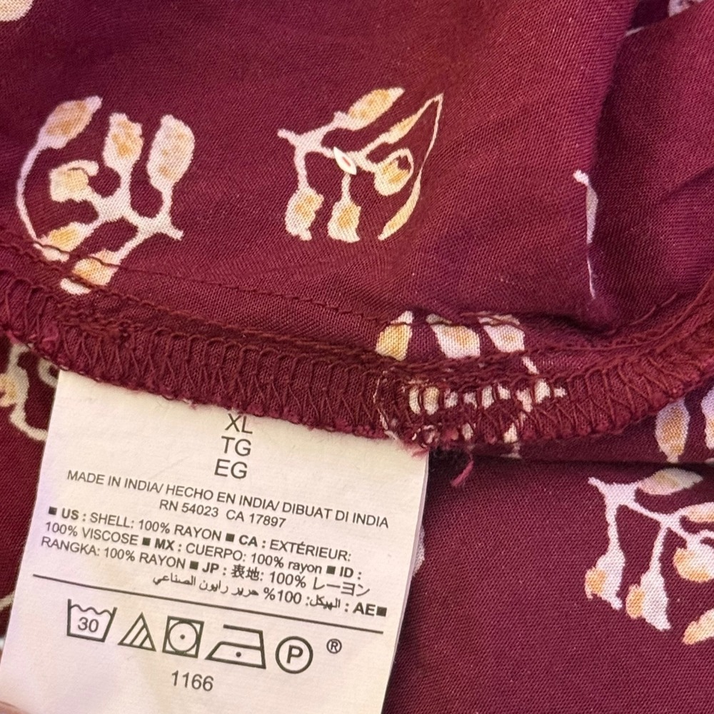 Old Navy Womens‎ XL Short Tunic Dress Floral Print Maroon Casual BOHO Festival - Picture 8 of 12